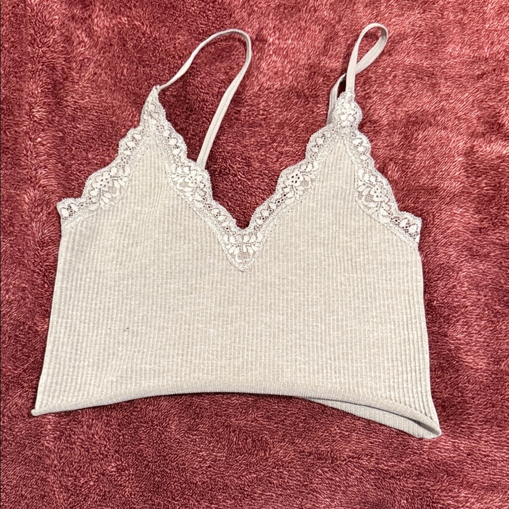 Lace Trim Ribbed Tank Top